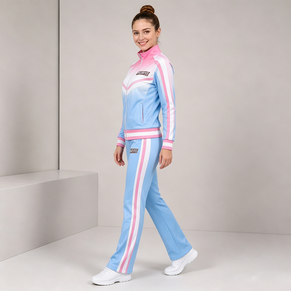 Hot Selling Pink Blue Gradient Cheer Tracksuit Jacket Pant