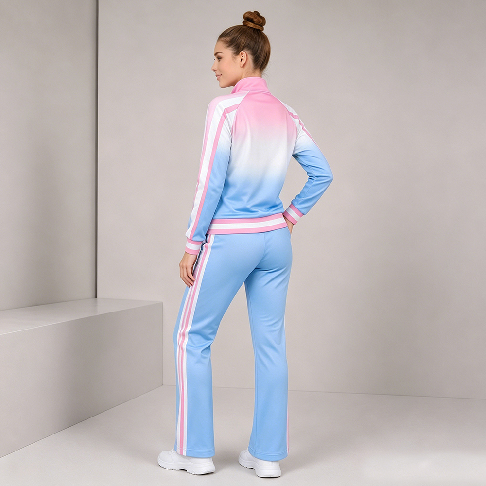 Hot Selling Pink Blue Gradient Cheer Tracksuit Jacket Pant