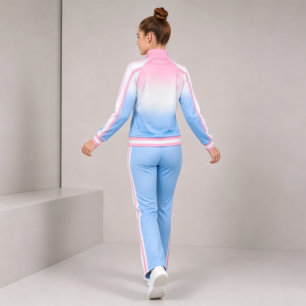 Hot Selling Pink Blue Gradient Cheer Tracksuit Jacket Pant