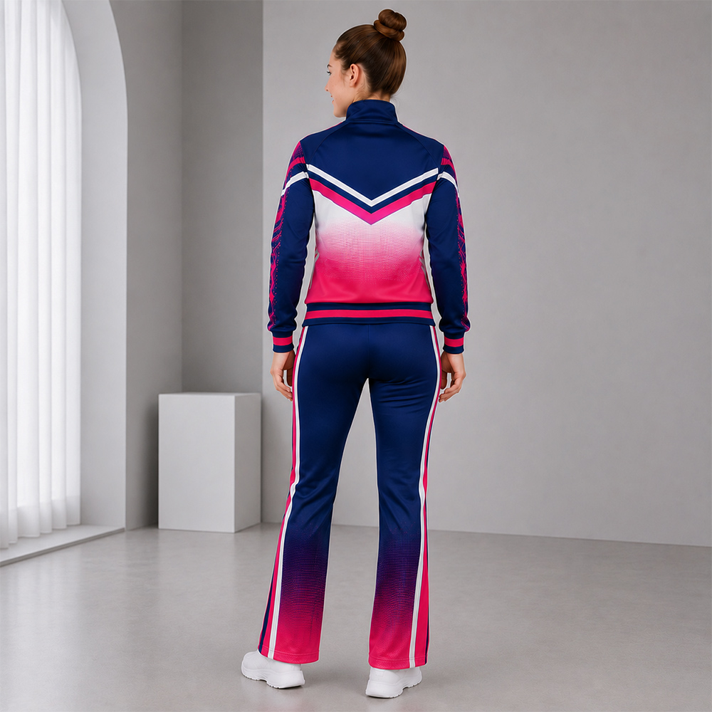 Custom Navy Pink White Cheer Tracksuit Jacket Pants