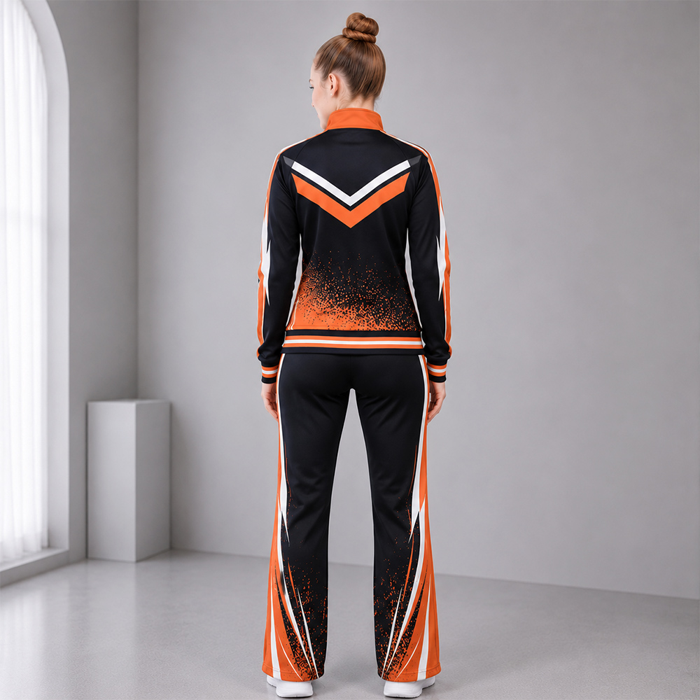 Hot Selling Black Orange White Cheer Tracksuit Jacket Pants
