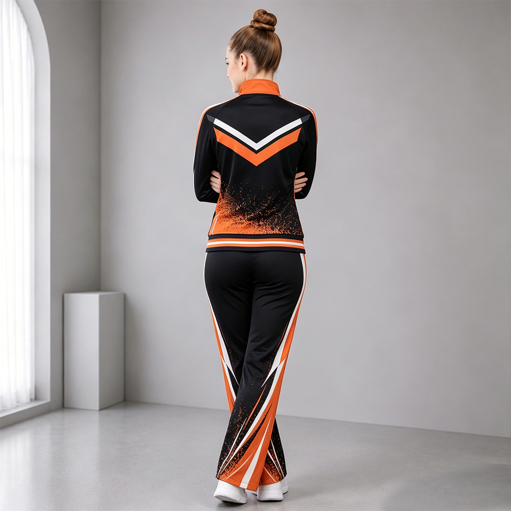 Hot Selling Black Orange White Cheer Tracksuit Jacket Pants