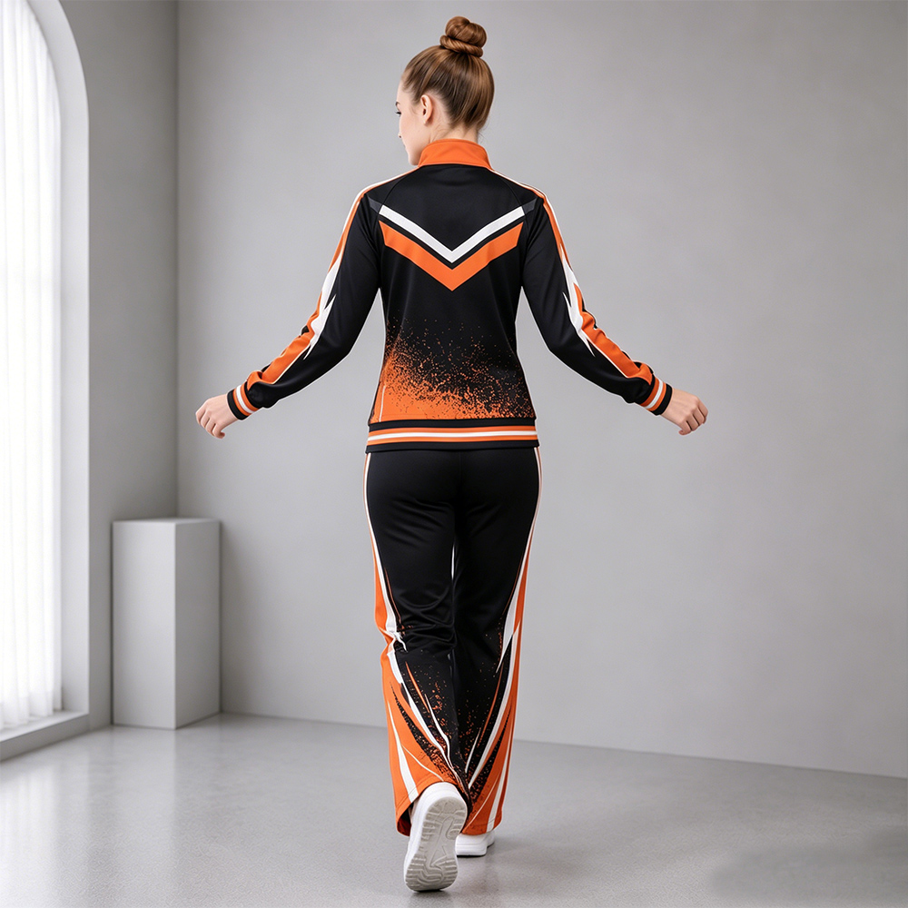 Hot Selling Black Orange White Cheer Tracksuit Jacket Pants