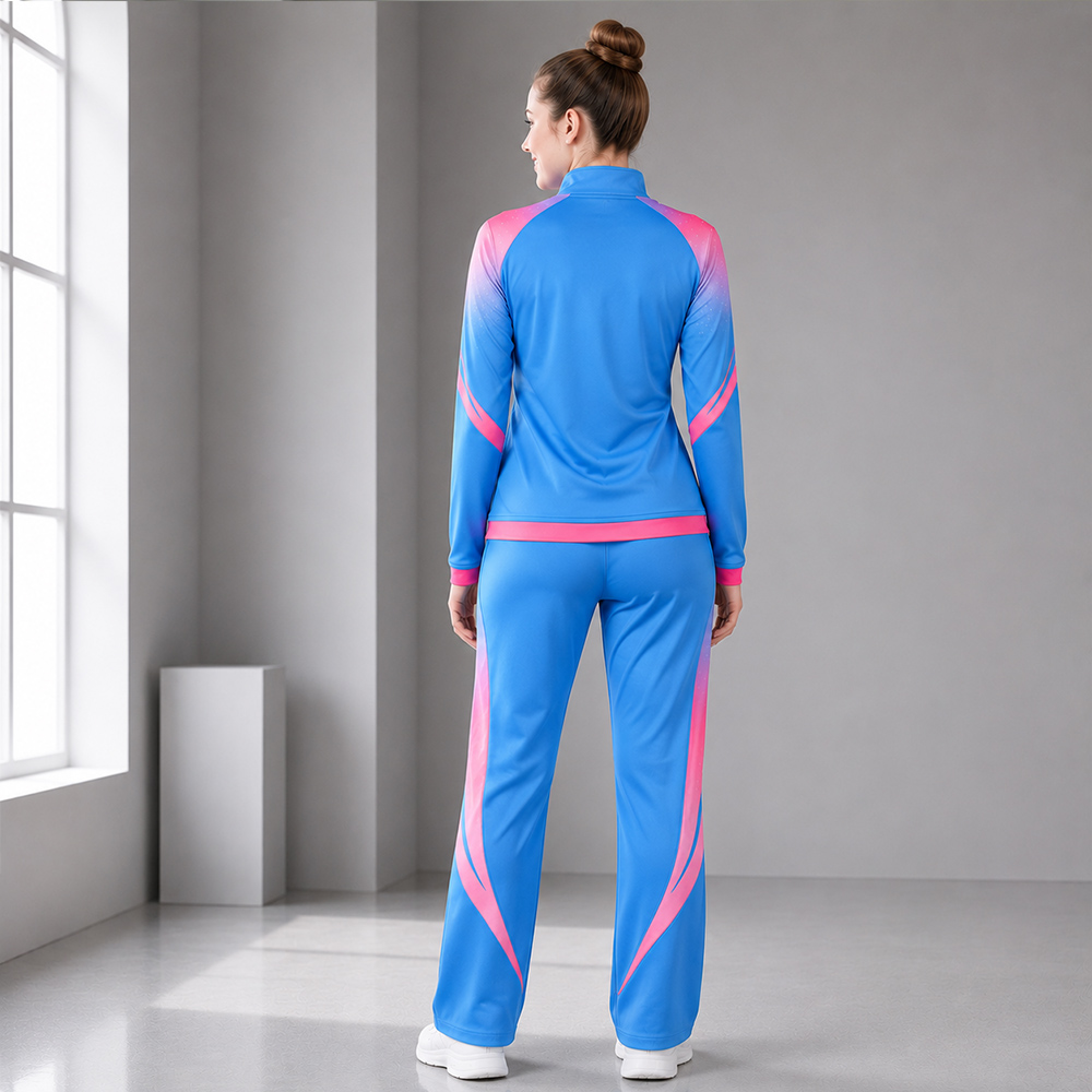 Hot Selling Blue Pink Gradient Cheer Tracksuit Jacket Pants