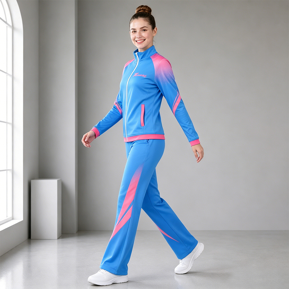 Hot Selling Blue Pink Gradient Cheer Tracksuit Jacket Pants