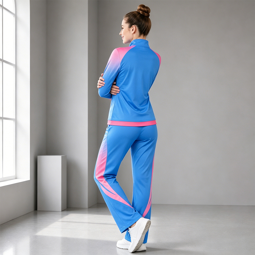 Hot Selling Blue Pink Gradient Cheer Tracksuit Jacket Pants