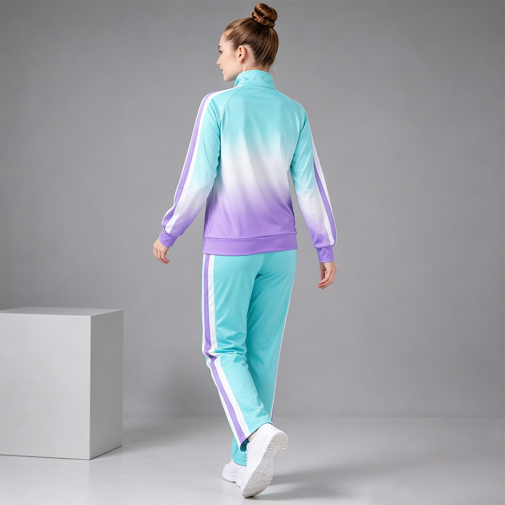 Cool Vibrant Mint Purple Ombre Cheer Tracksuit Jacket Pants Set