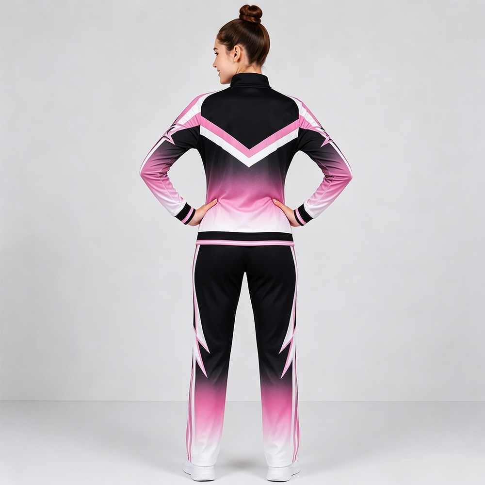 Custom Black Pink White Gradient Cheer Tracksuit Jacket Pants Set